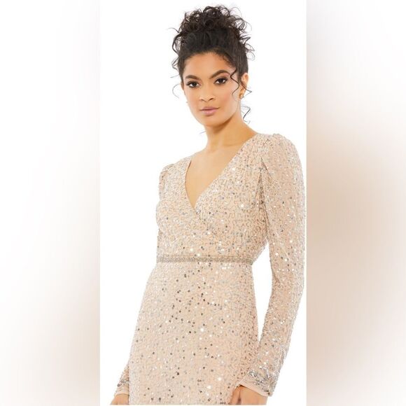 NWT MacDuggal Sequin rhinestone beaded style# 10769 Rose Gold MSRP $598 - Picture 1 of 7
